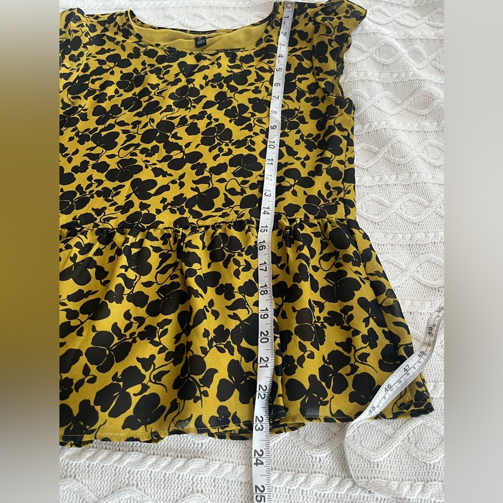 Ann Taylor Factory Floral Print Blouse Black and Dark Yellow Women’s Size XS - Picture 13 of 15